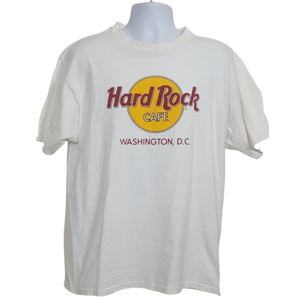Hard Rock Cafe Washington DC Mens Vintage Short Sleeve Shirt XL White USA